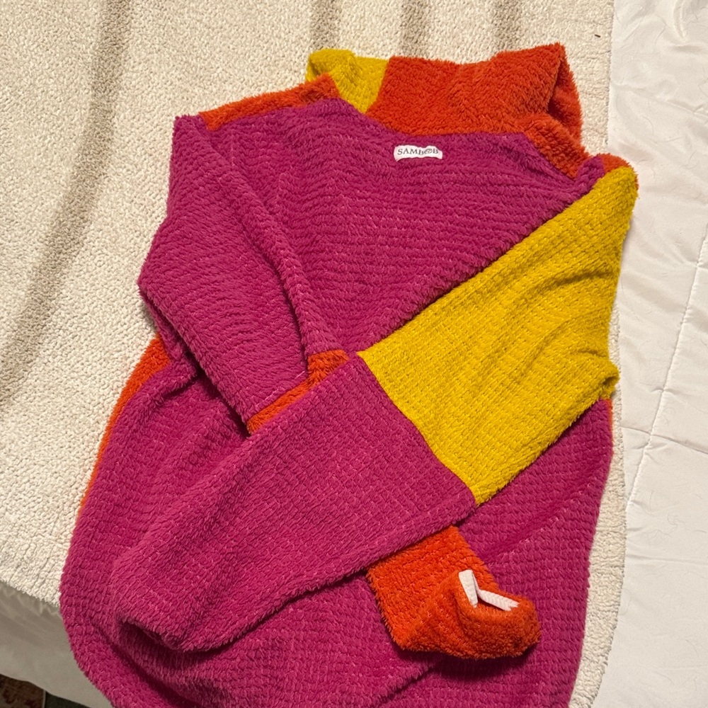 Sambob Pink, Orange, and Yellow Women's Turtleneck Sweater